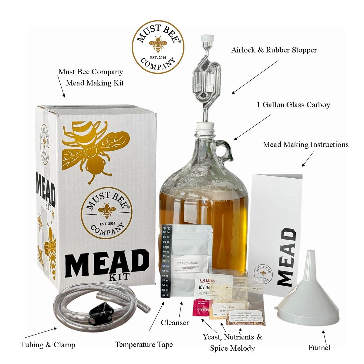 Must Bee Mead Making Kit — 1 Gallon Mead Starter with Reusable Equipment