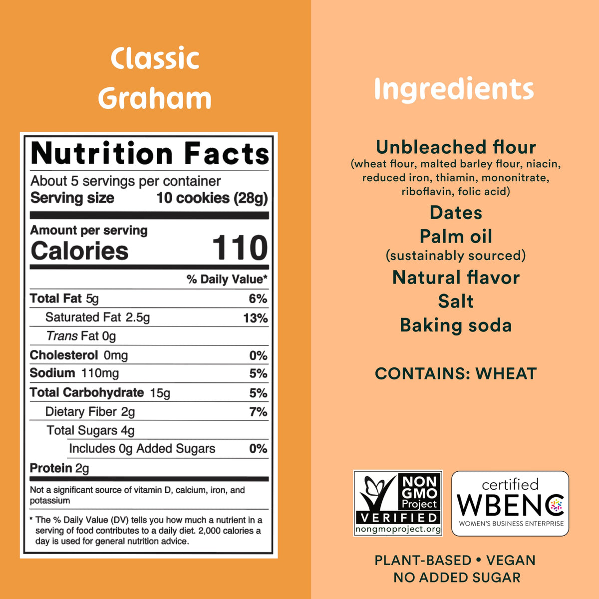 Must Love Classic Graham Crackers – Bulk Pack (6 x 5 oz) – Date-Sweetened, Vegan, Plant-Based