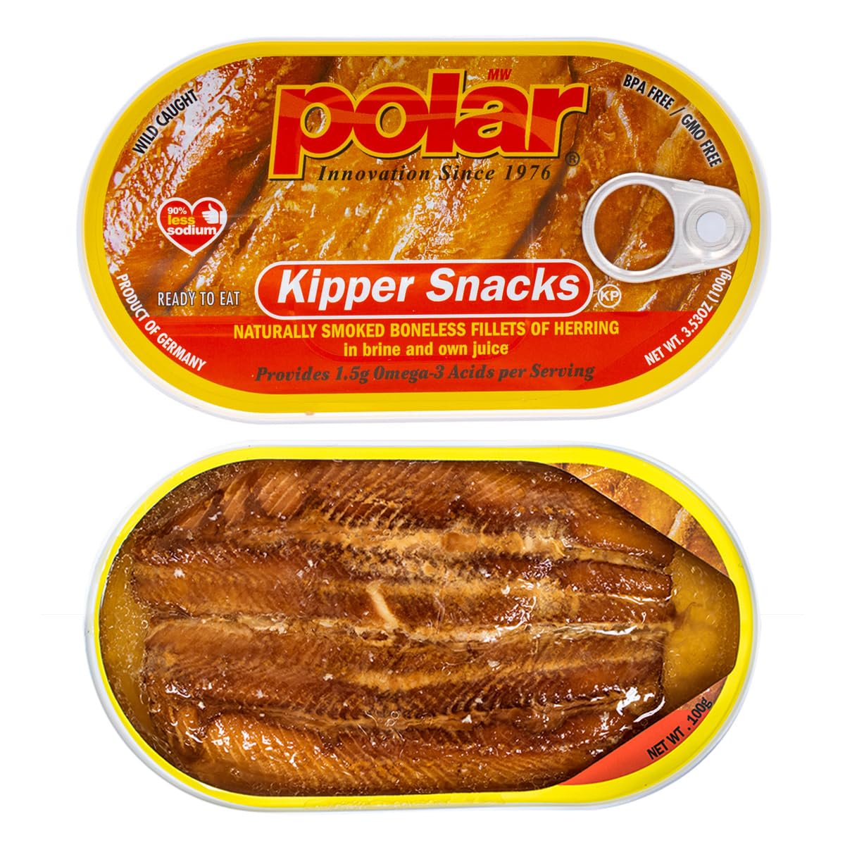 MW Polar Herring & Kipper Snacks — 12-Pack, 90% Less Sodium, Ready-to-Eat Wood-Smoked