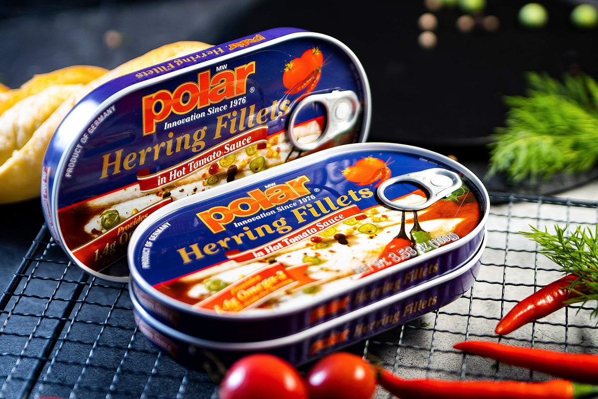 MW Polar Herring, Hot Tomato Sauce, 3.53-Ounce (Pack of 18) | Wild-Caught, German Quality