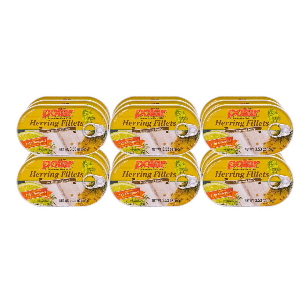 MW Polar Herring in Mustard Sauce, 3.5 oz (Pack of 18) – Omega-3 Rich, Hand-Packed