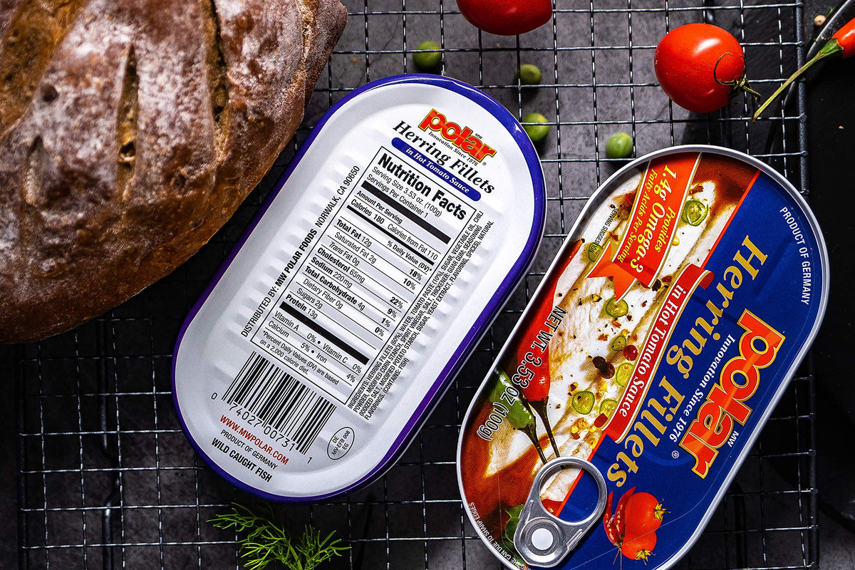 MW Polar Herring, Hot Tomato Sauce, 3.53-Ounce (Pack of 18) | Wild-Caught, German Quality