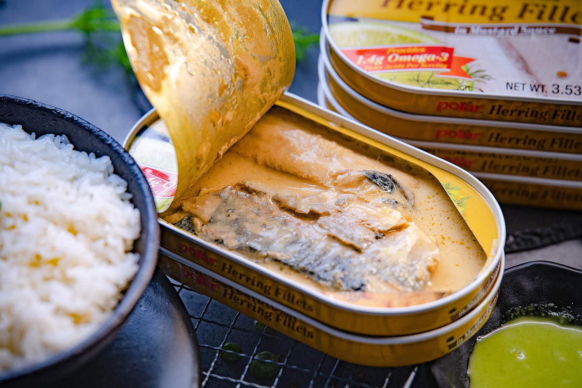 MW Polar Herring in Mustard Sauce, 3.5 oz (Pack of 18) – Omega-3 Rich, Hand-Packed