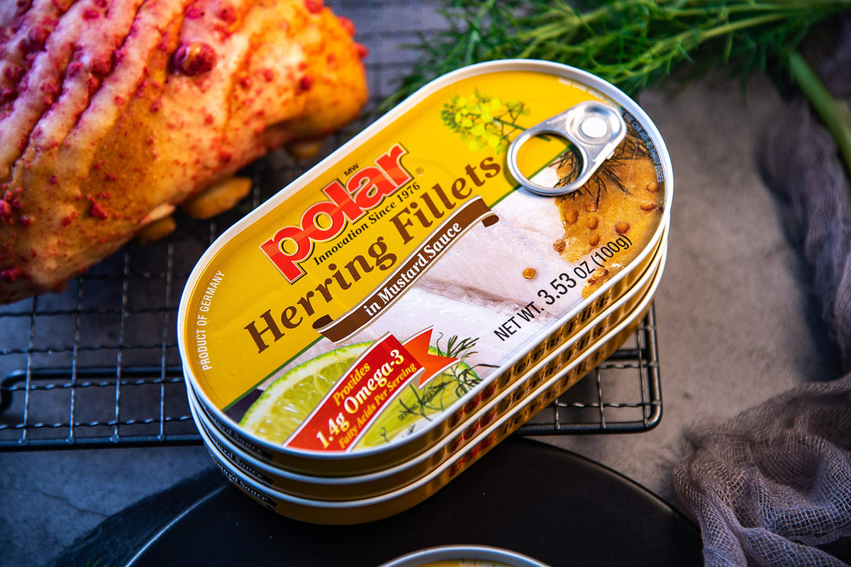 MW Polar Herring in Mustard Sauce, 3.5 oz (Pack of 18) – Omega-3 Rich, Hand-Packed