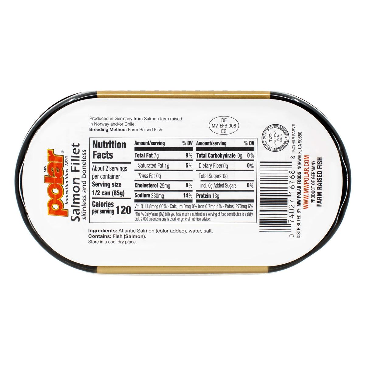 MW Polar Salmon Fillets – Skinless & Boneless, Ready-to-Eat, 7.05 oz Can (Pack of 12)