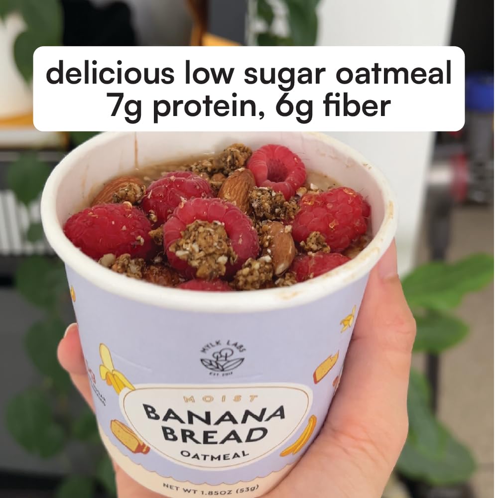 Mylk Labs Banana Nut Protein Oatmeal Cups – Whole Grain, Gluten Free, Vegan, 7g Protein, 6g Fiber (6 Pack)