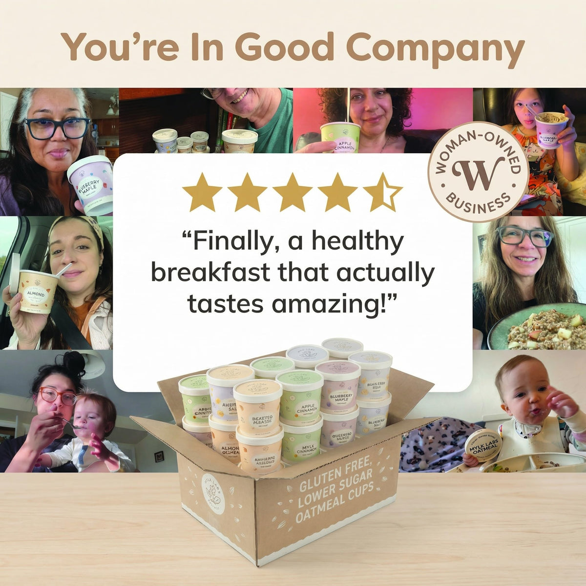 MYLK LABS Blueberry Maple Protein Oatmeal Cups – Gluten Free, Vegan, High Fiber, 6 Pack