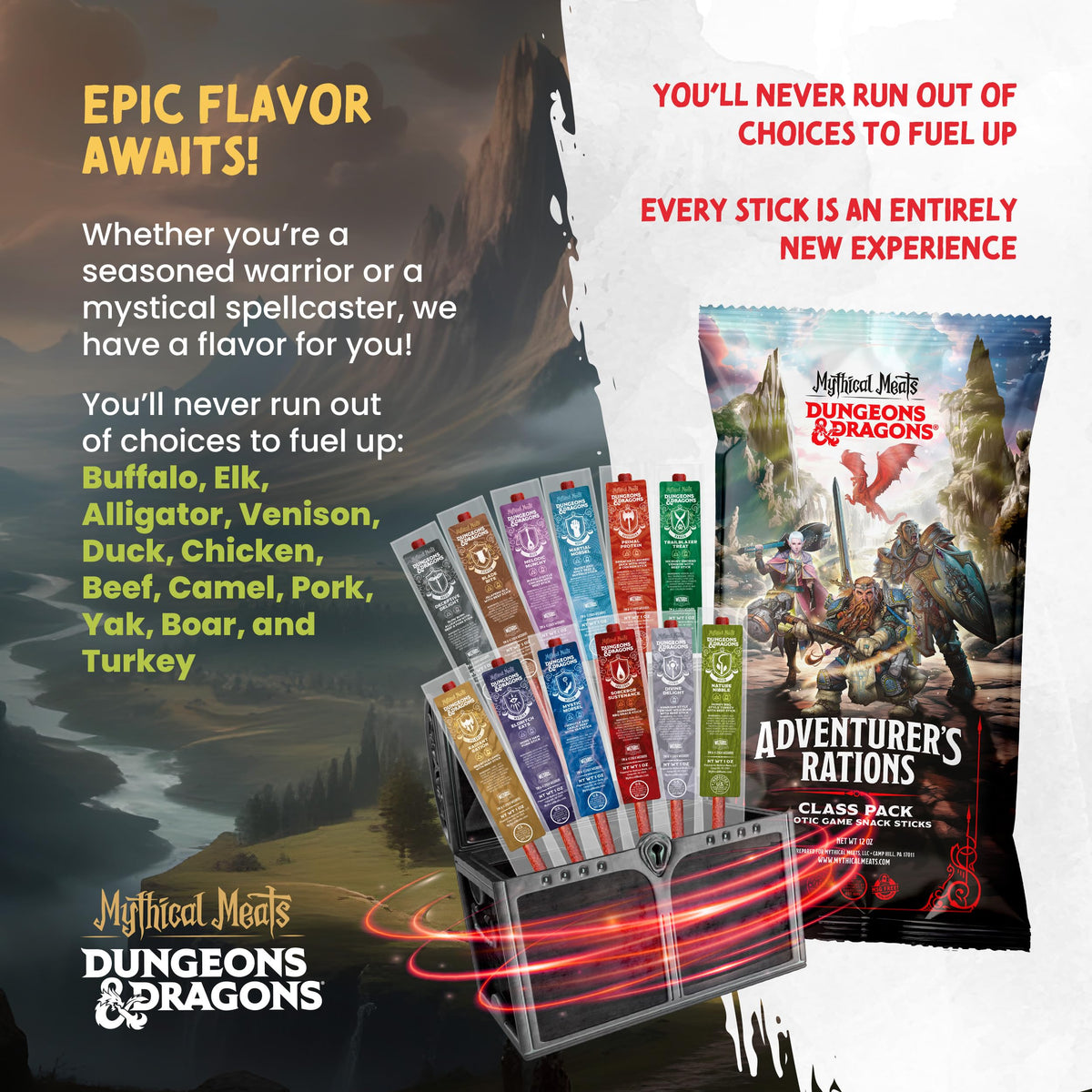 Mythical Meats Beef Jerky Snack Packs – Exotic Variety 12-Pack | High Protein, Low Sugar, Keto, MSG Free
