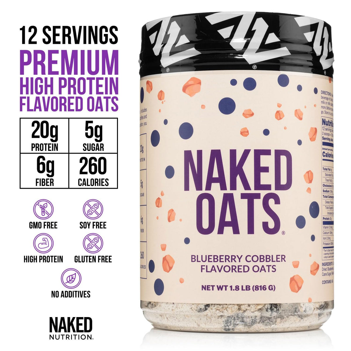 Naked Oats Blueberry Cobbler Overnight Oats – 20g Protein, Gluten Free