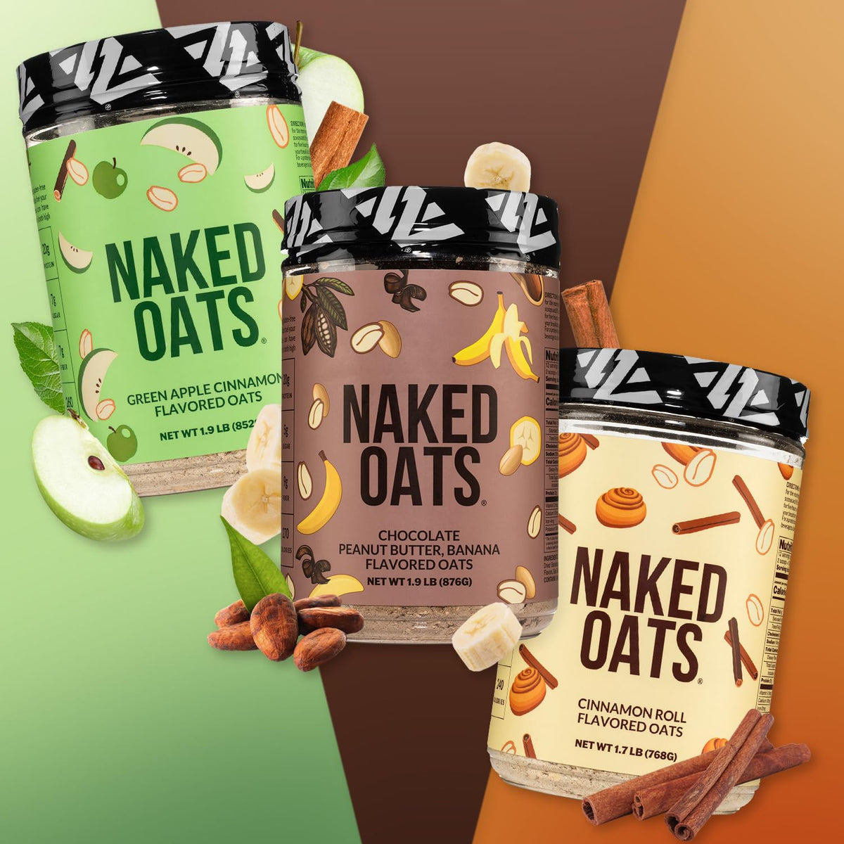 Naked Oats Cinnamon Overnight Oats – 20g Protein, Gluten-Free, 12 Servings