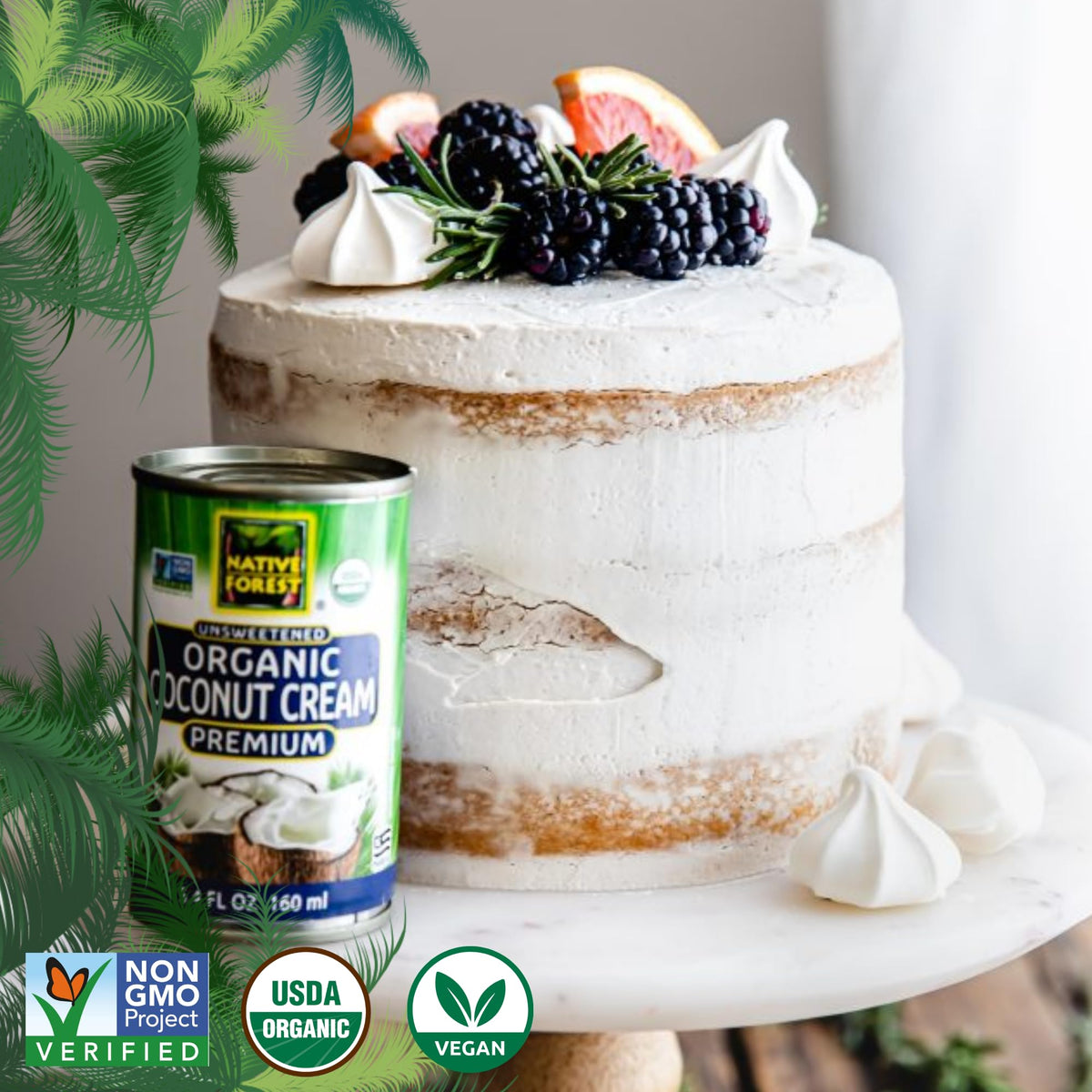 Native Forest Organic Coconut Cream – Unsweetened Heavy Cream Substitute, Dairy-Free, Non-GMO, USDA Organic – 5.4 fl oz (Pack of 12)