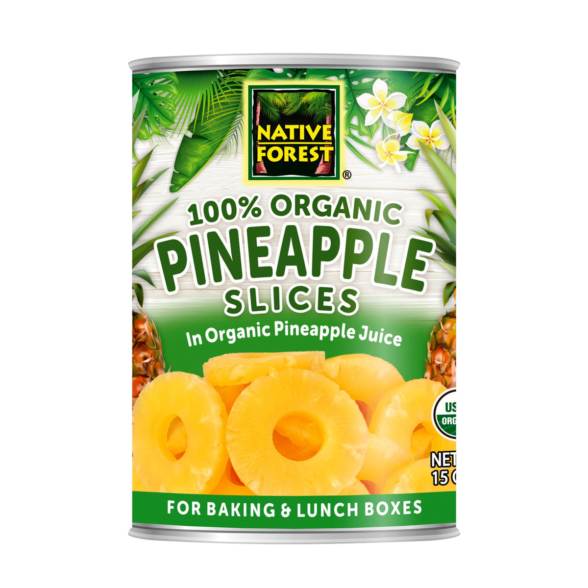 Native Forest Organic Pineapple Slices – Canned Pineapple in Own Juice, No Sugar Added (6 Pack)