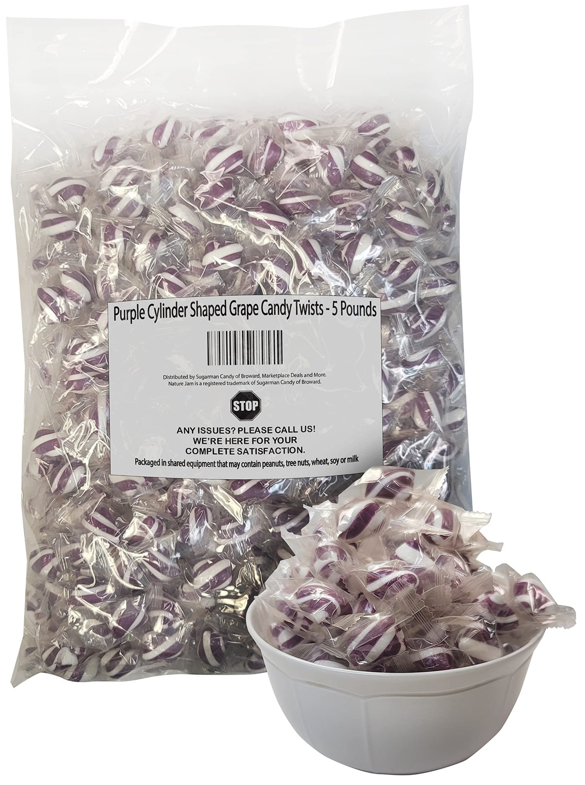 Naturejam Purple Mint Cylinder Twists – 5 lb Bulk Candy for Office & Events