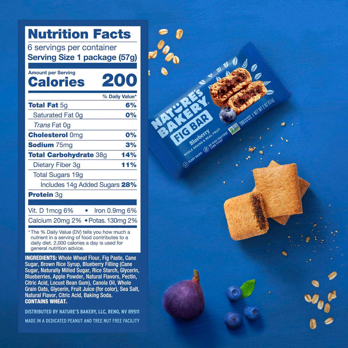 Nature's Bakery Whole Wheat Blueberry Fig Bars – Real Fruit, Vegan, Non-GMO, 6 Pack