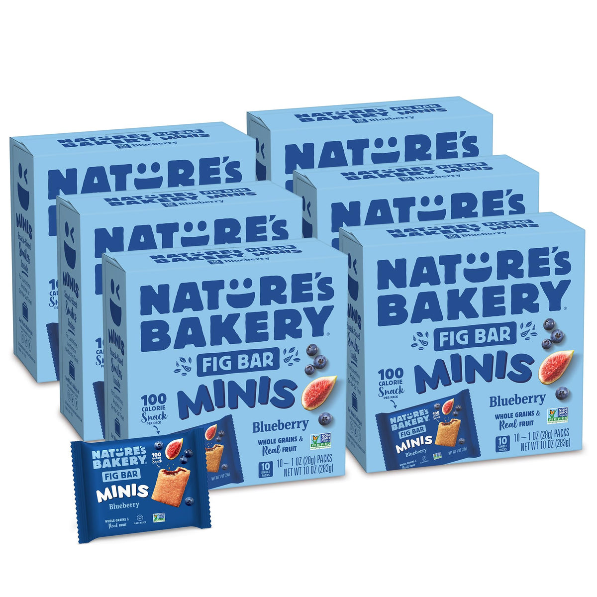 Nature's Bakery Fig Bar Minis - Blueberry, Whole Grain, 6-Pack (10 oz)