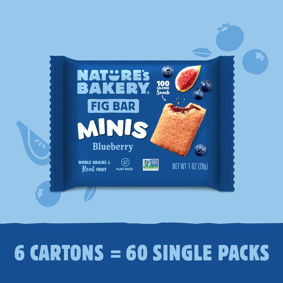 Nature's Bakery Fig Bar Minis - Blueberry, Whole Grain, 6-Pack (10 oz)