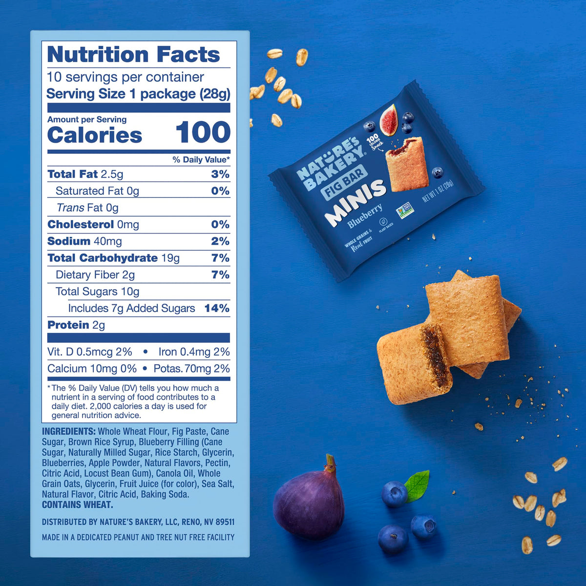 Nature's Bakery Fig Bar Minis - Blueberry, Whole Grain, 6-Pack (10 oz)