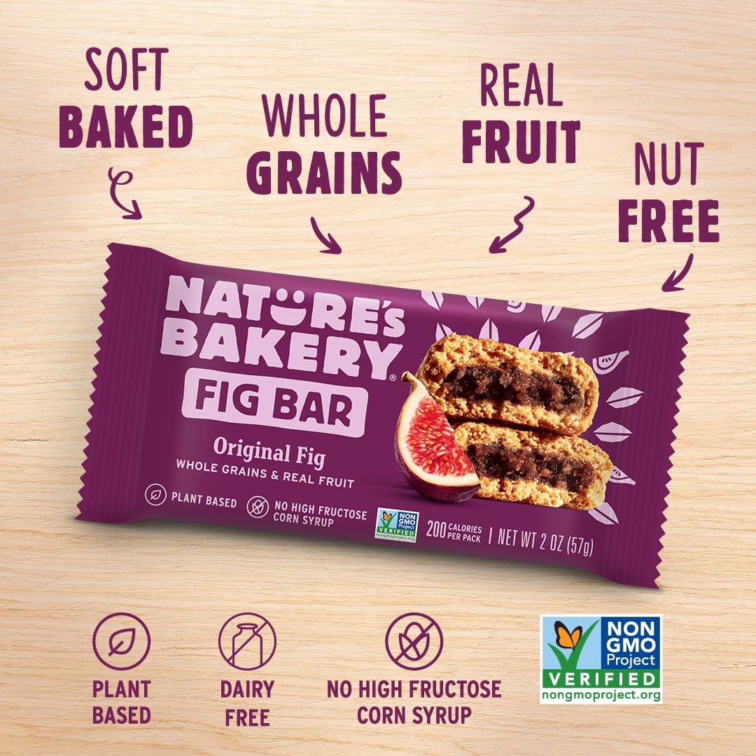 Nature's Bakery Whole Wheat Fig Bars – Original Fig, Vegan & Non-GMO (6 Boxes, 36 Twin Packs)