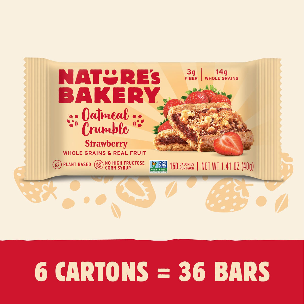 Nature's Bakery Oatmeal Crumble Bars – Strawberry, Real Fruit, Vegan & Non-GMO (36 Count)