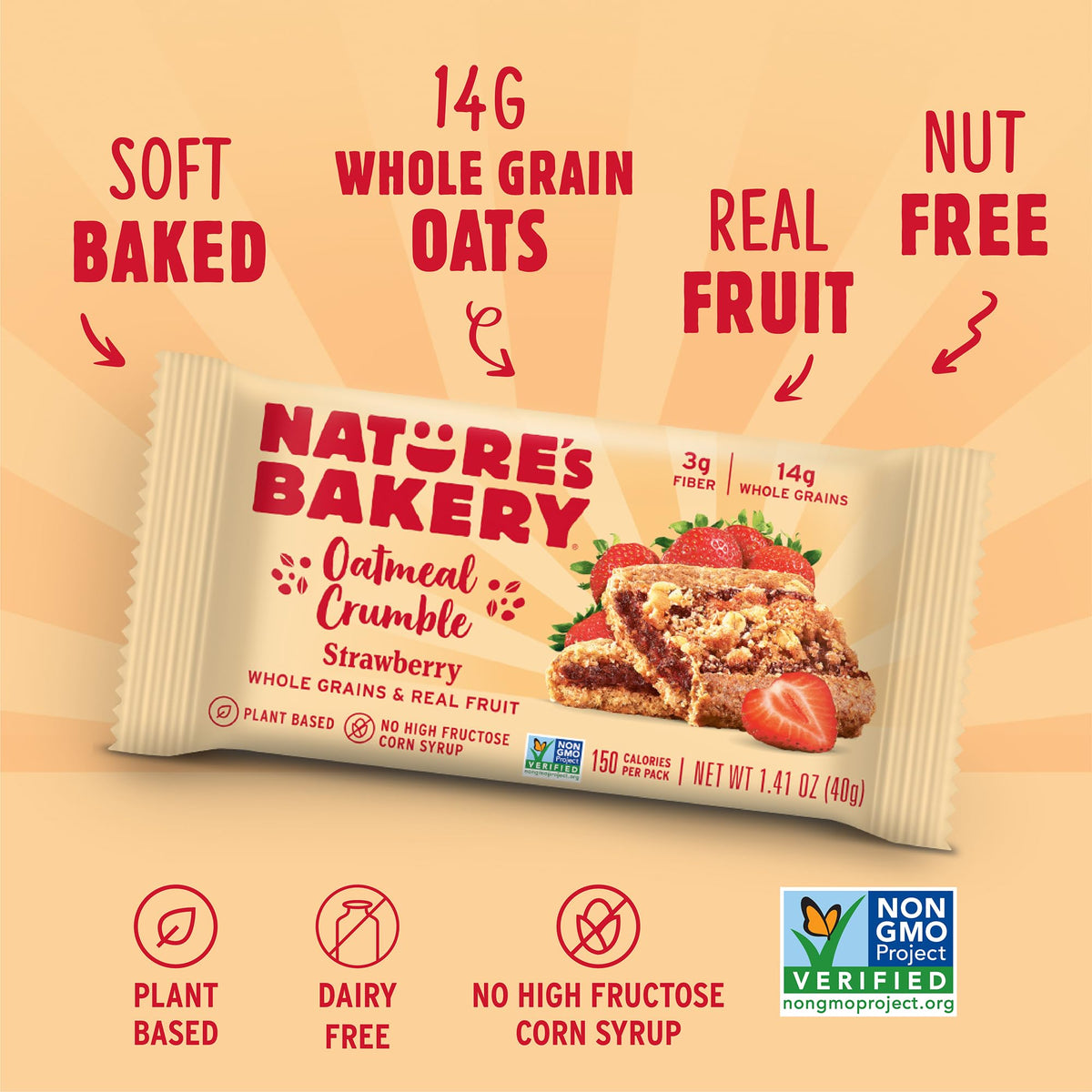 Nature's Bakery Oatmeal Crumble Bars – Strawberry, Real Fruit, Vegan & Non-GMO (36 Count)