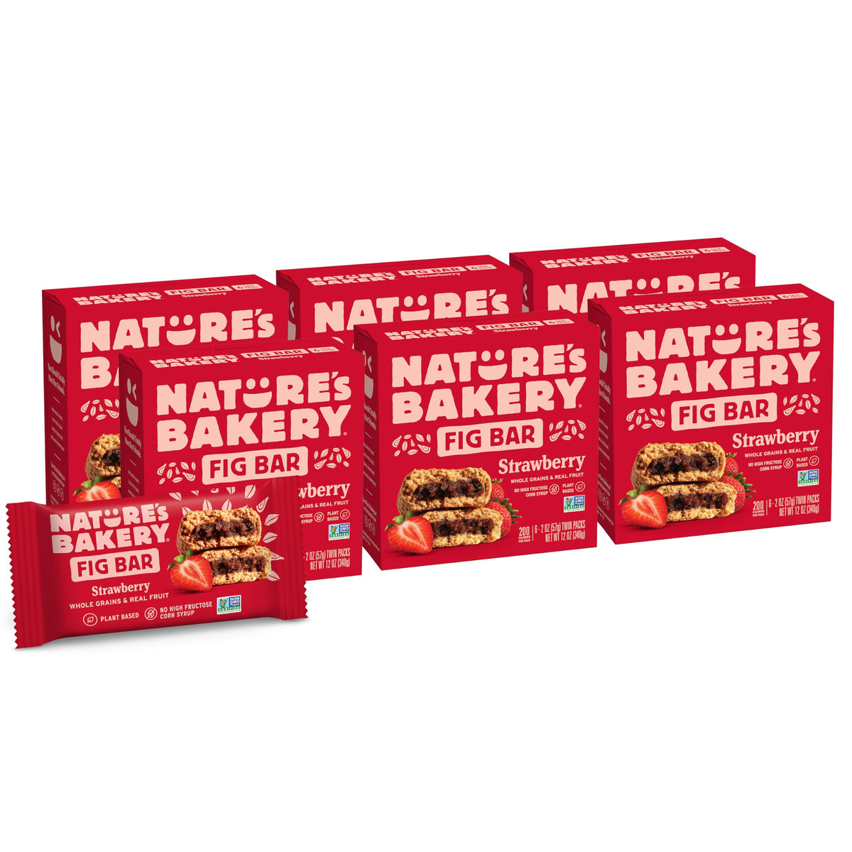 Nature's Bakery Whole Wheat Fig Bars - Strawberry, Real Fruit, Vegan & Non-GMO | 36 Twin Packs