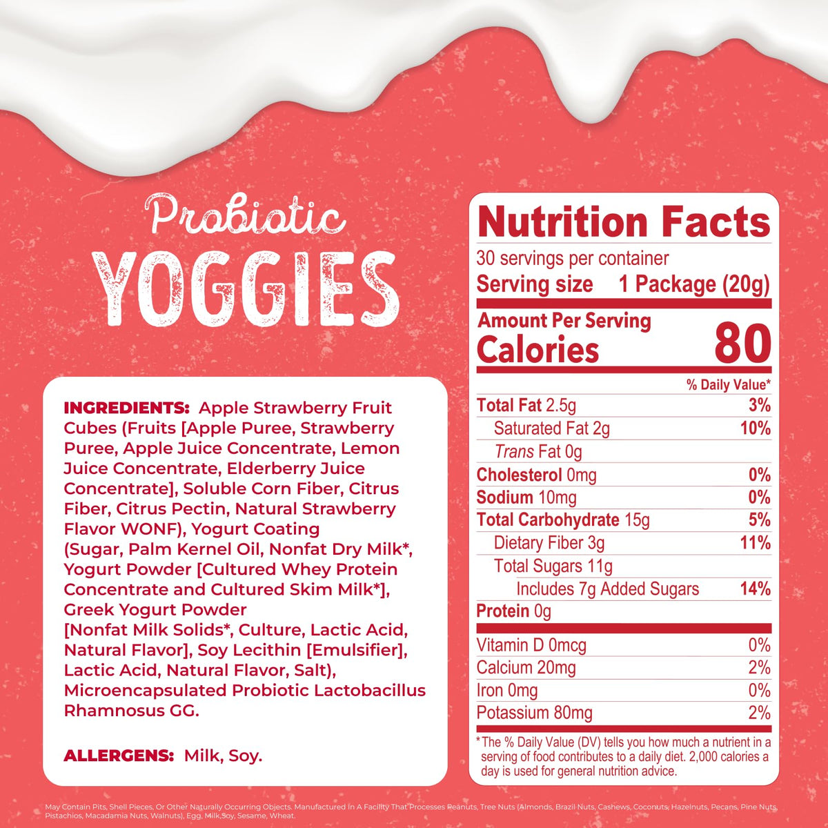 Nature's Garden Probiotic Strawberry Yoggies 21oz Pack of 2 — Strawberry Yogurt-Covered Fruit Bites