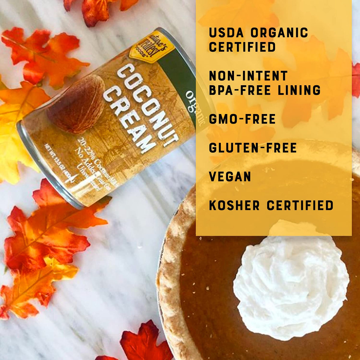 Organic Coconut Cream – No Guar Gum, Unsweetened, 20–22% Fat, 13.5 oz (12-Pack) | Nature’s Greatest Foods