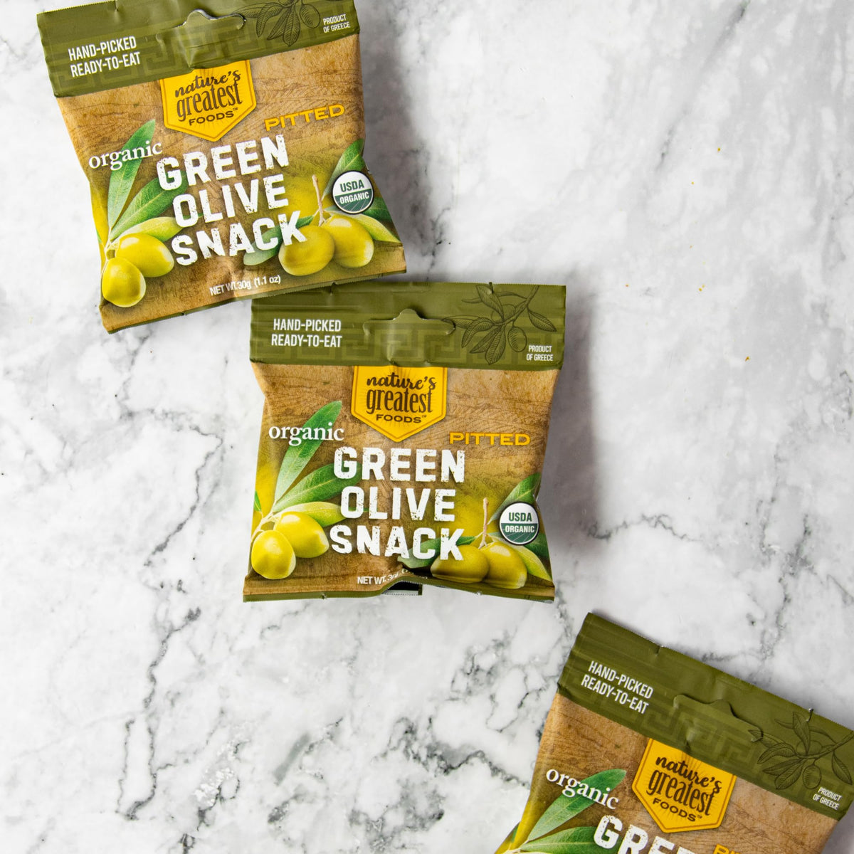 Organic Green Pitted Olive Snack by Nature’s Greatest Foods – 1.1 oz, Ready to Eat, Gluten Free, Kosher (Pack of 24)