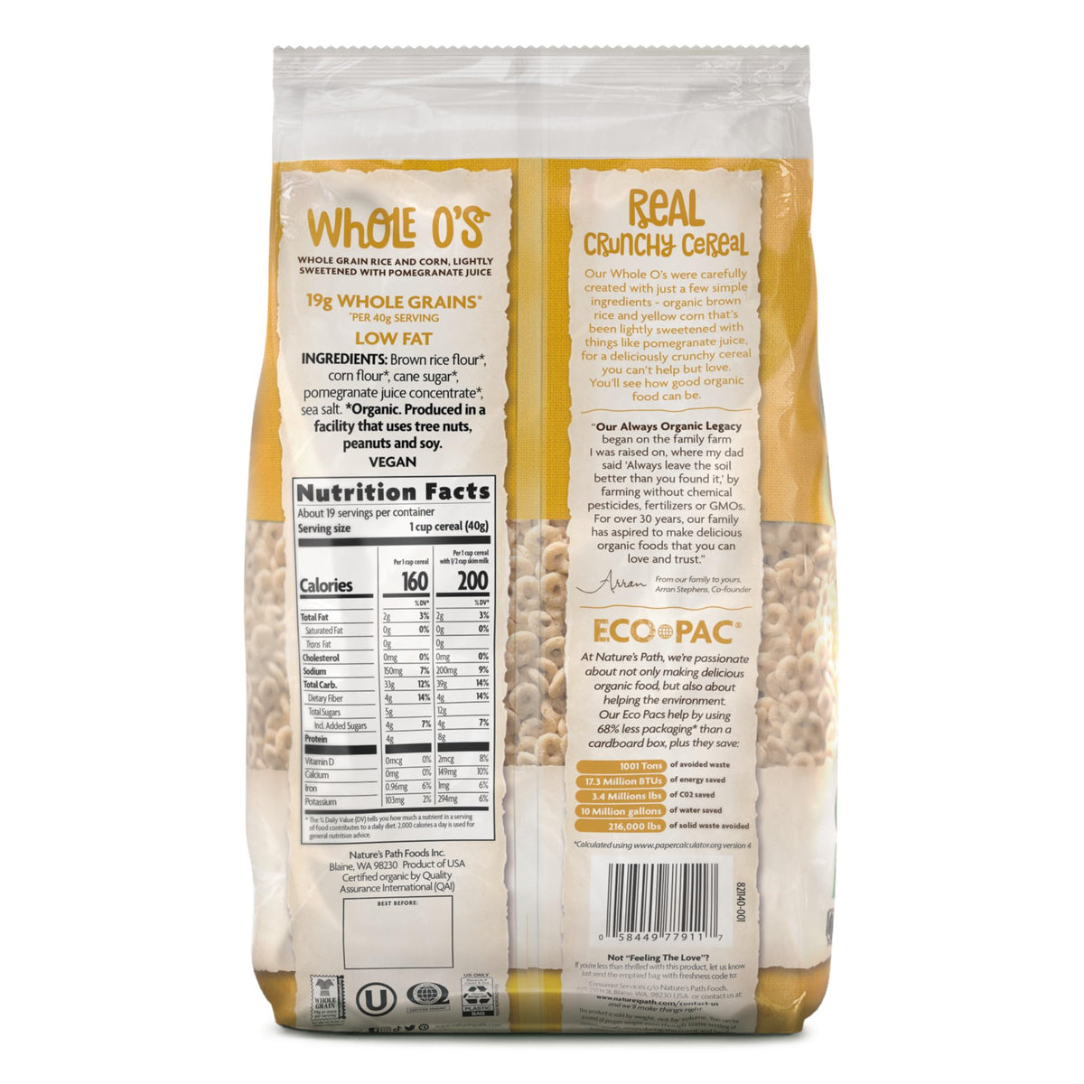 Nature's Path Organic Whole O's Cereal | Crunchy Gluten Free & Non-GMO, 26.4 oz Pack of 6