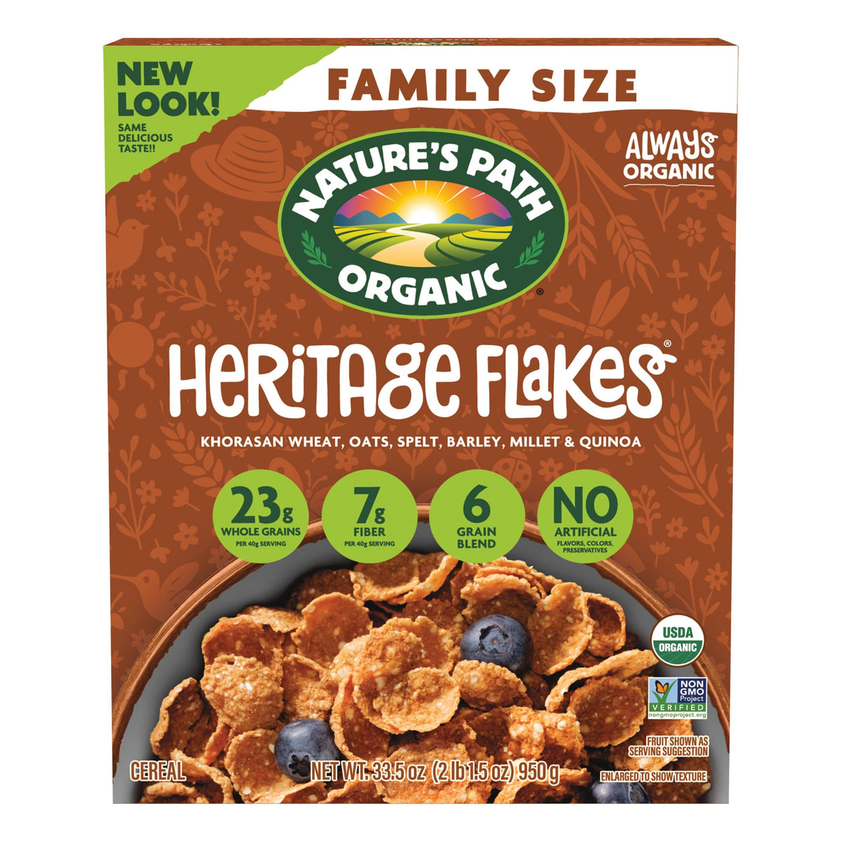 Nature's Path Heritage Flakes Cereal – Organic Ancient Grains, 4x33.5 oz