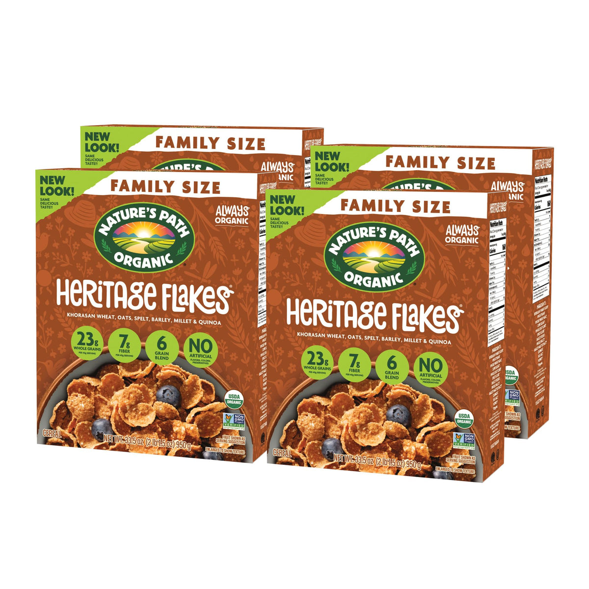 Nature's Path Heritage Flakes Cereal – Organic Ancient Grains, 4x33.5 oz