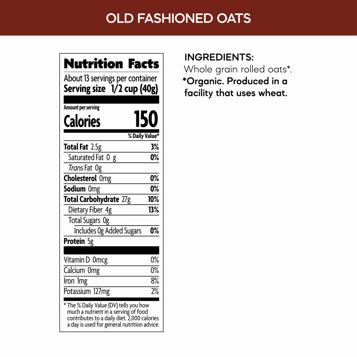 Nature's Path Organic Old Fashioned Oats – Instant Oatmeal, 18 oz x6, Non-GMO