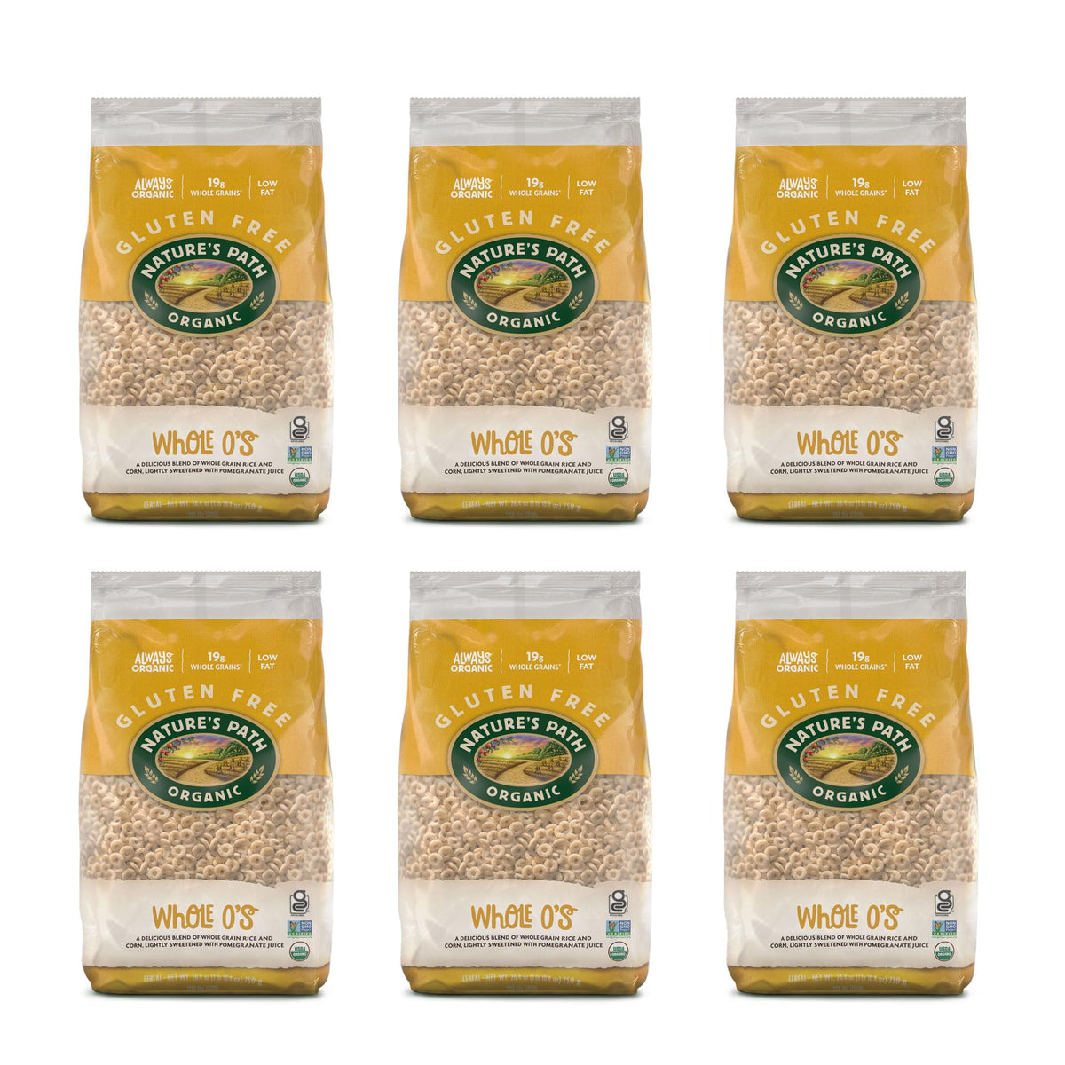 Nature's Path Organic Whole O's Cereal | Crunchy Gluten Free & Non-GMO, 26.4 oz Pack of 6