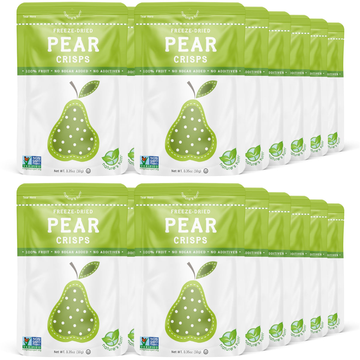Nature's Turn Freeze-Dried Pear Crisps – Gluten-Free, Plant-Based Snack, 24 Bags