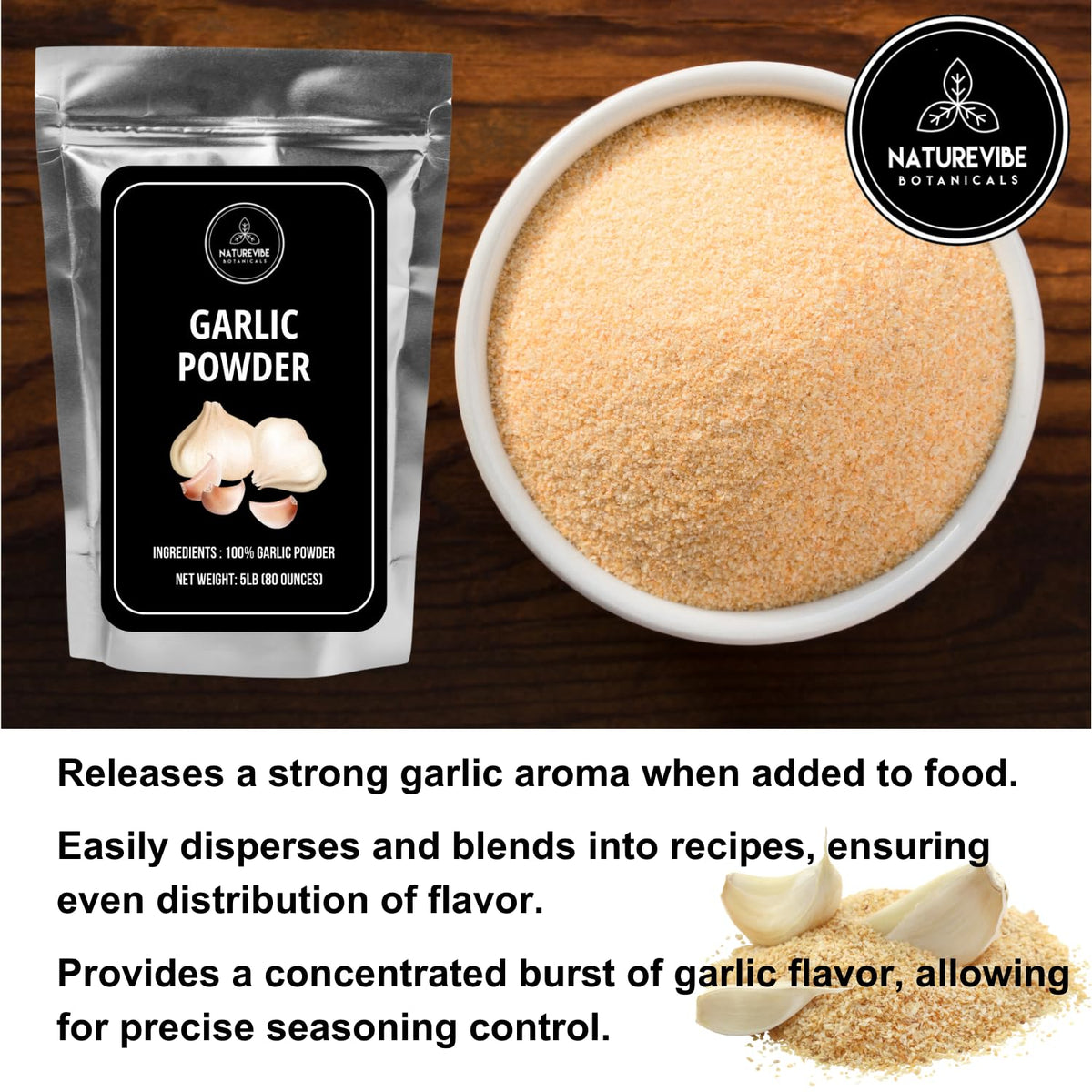Naturevibe Botanicals Garlic Ground Powder – 5lbs, Raw, Gluten-Free & Non-GMO