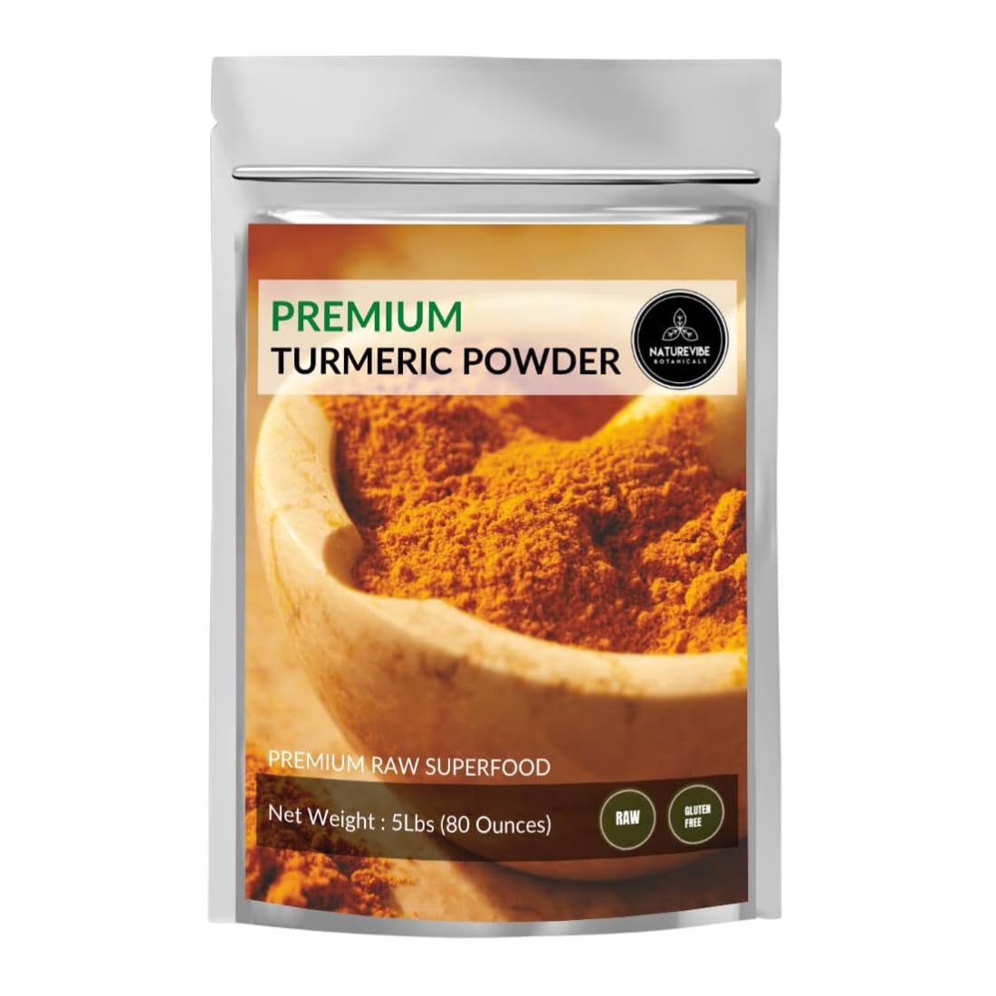 Naturevibe Botanicals Turmeric Root Powder with Curcumin – 5lb (80 oz)
