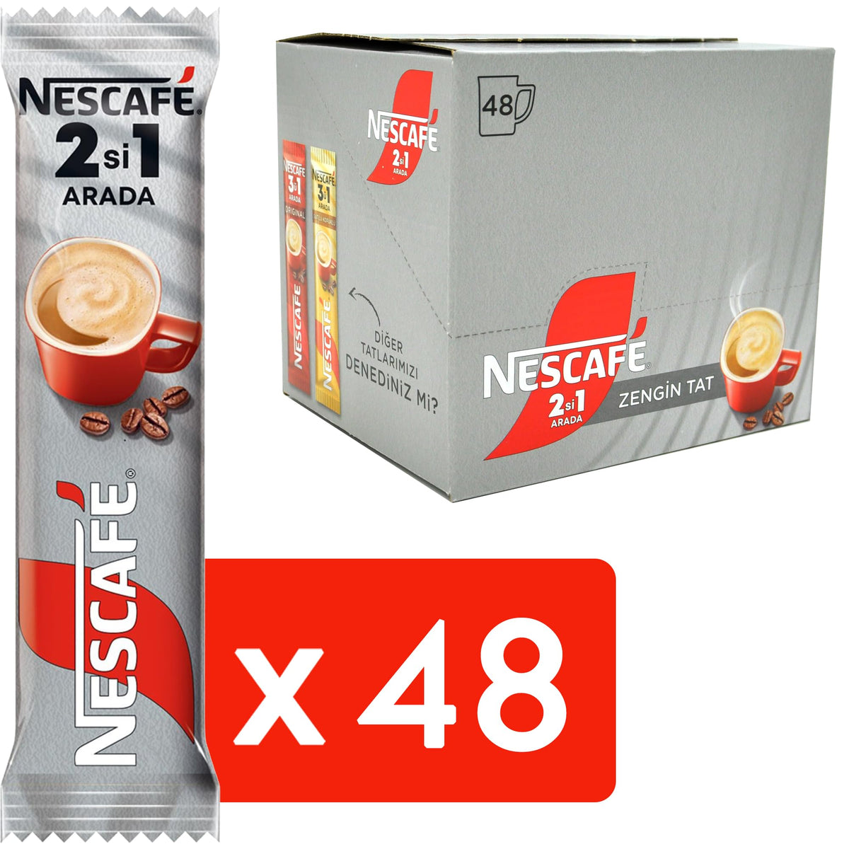 Nescafe 2-in-1 Unsweetened Instant Coffee + Creamer – 48 Sticks