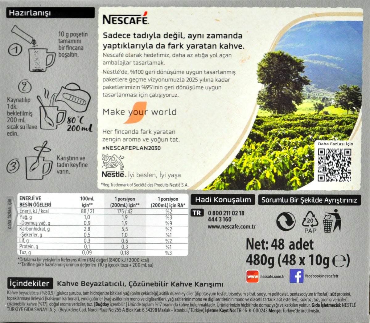 Nescafe 2-in-1 Unsweetened Instant Coffee + Creamer – 48 Sticks