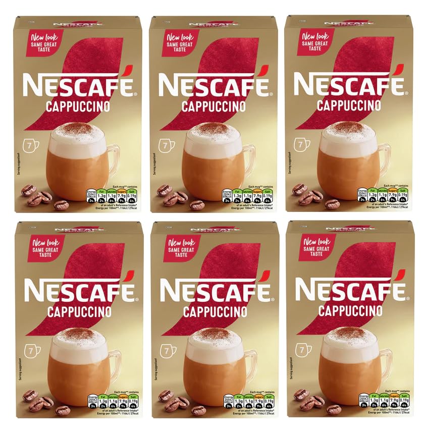NESCAFÉ Cappuccino Instant Coffee Sachets – Pack of 6 (42 Sachets) | Barista-Style Cappuccino at Home