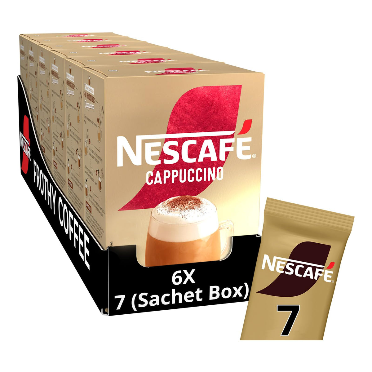 NESCAFÉ Cappuccino Instant Coffee Sachets – Pack of 6 (42 Sachets) | Barista-Style Cappuccino at Home