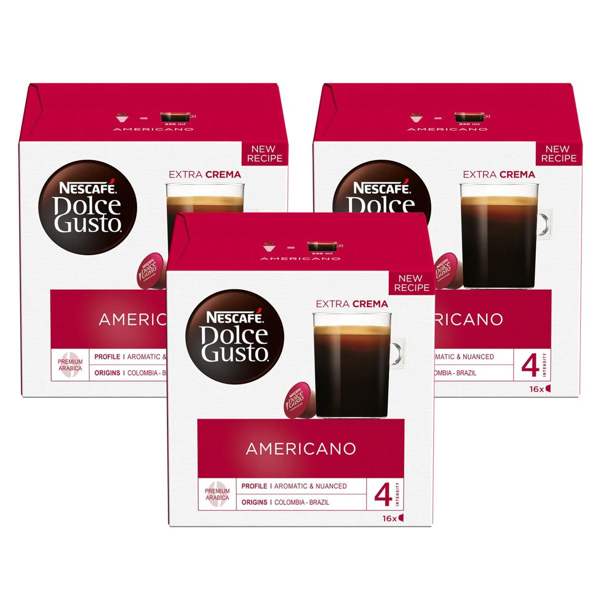 Nescafe Dolce Gusto Americano Coffee Pods – Pack of 3 (16 capsules each)