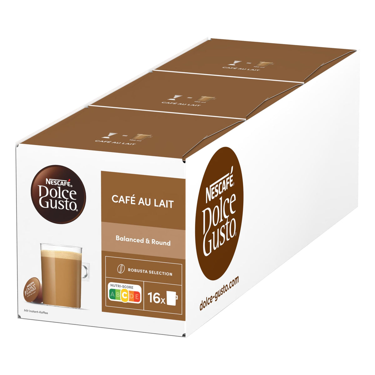 Nescafé Dolce Gusto Café au Lait Capsules - Pack of 6 x 16 | Café Latte Convenience