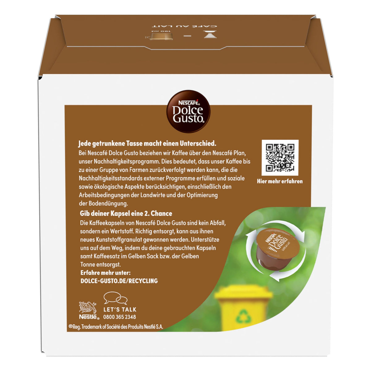 Nescafé Dolce Gusto Café au Lait Capsules - Pack of 6 x 16 | Café Latte Convenience