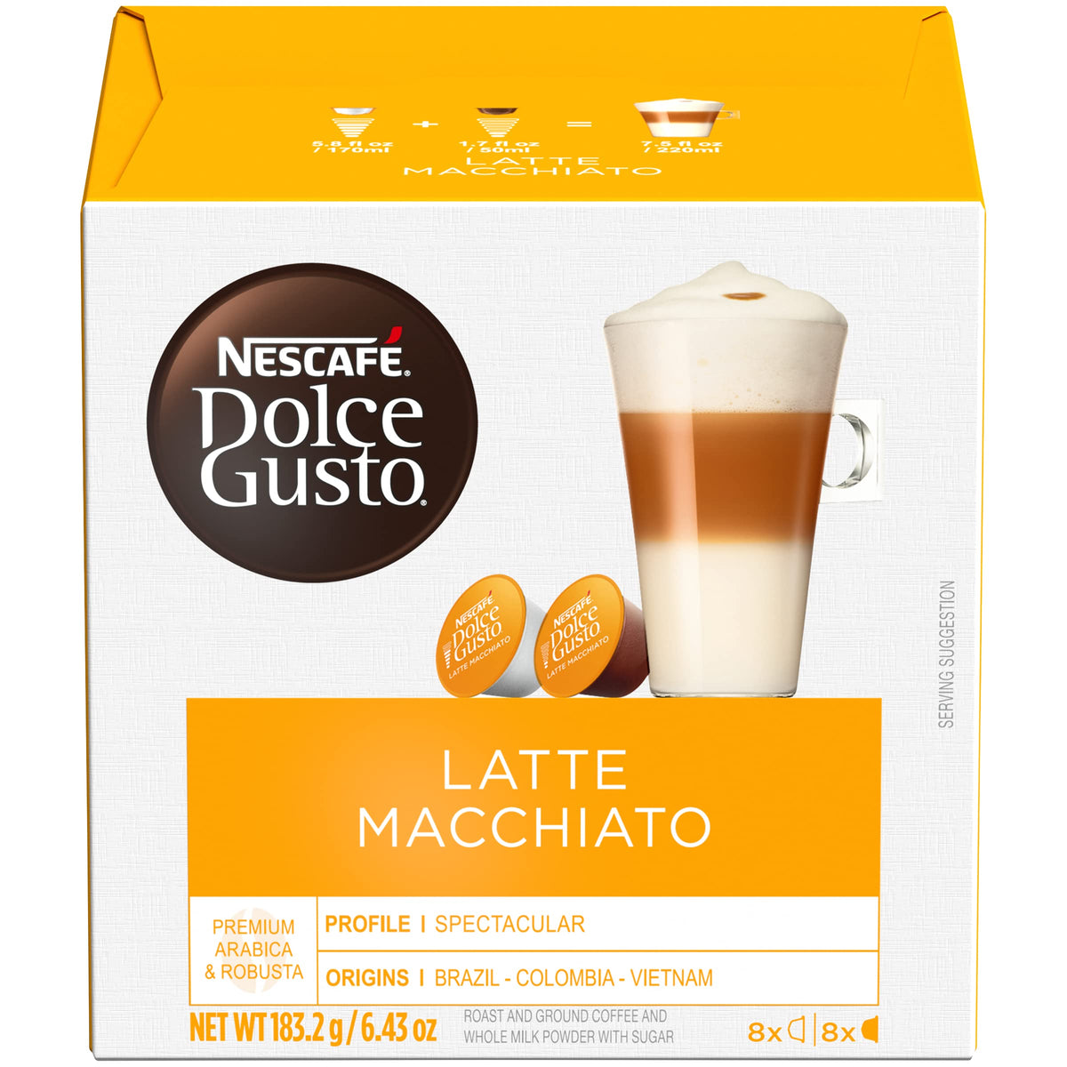 Nescafé Dolce Gusto Latte Macchiato Pods – 16 Count, Pack of 3
