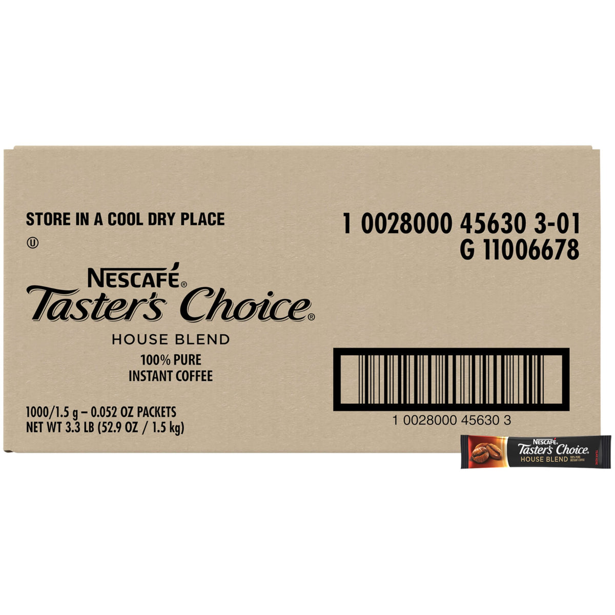 NESCAFE Taster's Choice Light Roast Instant Coffee Bulk Pack - 1000 Single-Serve Sticks