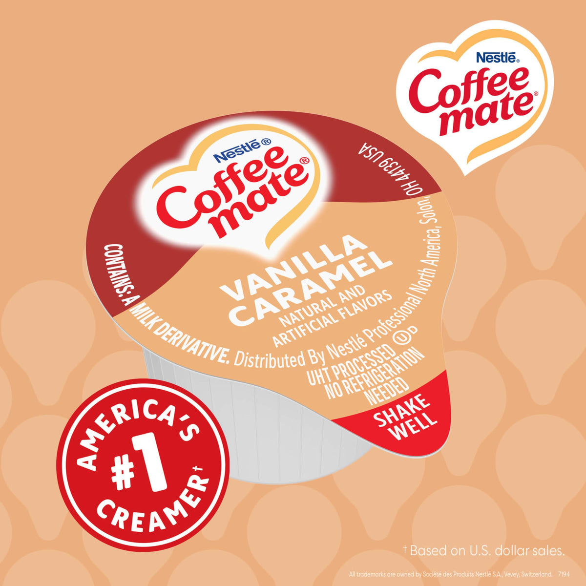 Nestle Coffee mate Vanilla Caramel Liquid Creamer Singles – Non-Dairy, No Refrigeration, 180 Count