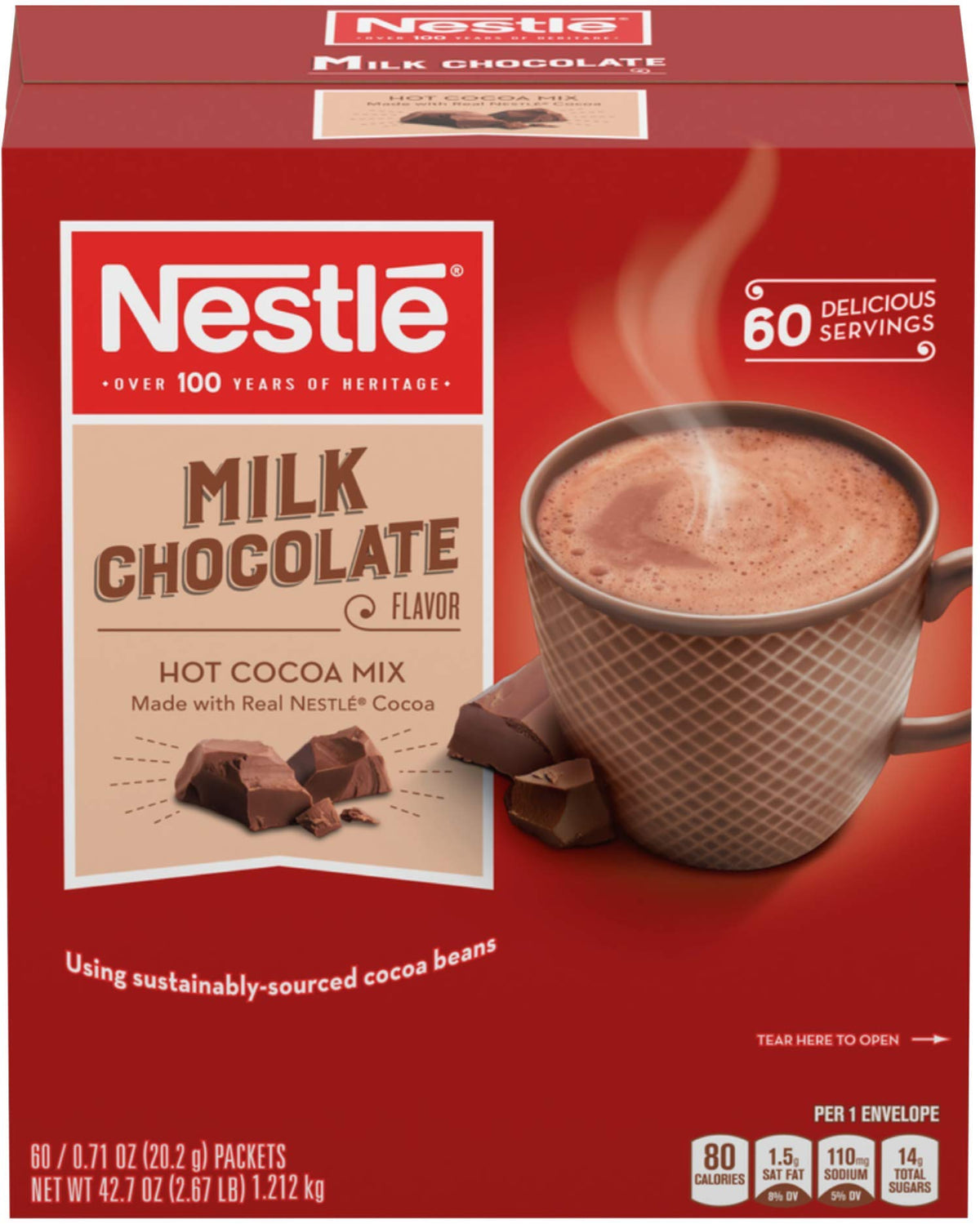 Nestle Milk Chocolate Hot Cocoa Packets – 60 Count, 0.71 oz Each