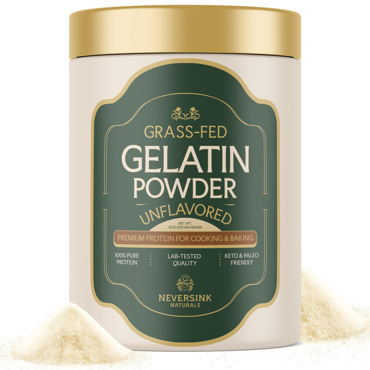 Neversink Naturals Grass Fed Gelatin Powder - Unflavored, 11g Protein, Keto & Paleo
