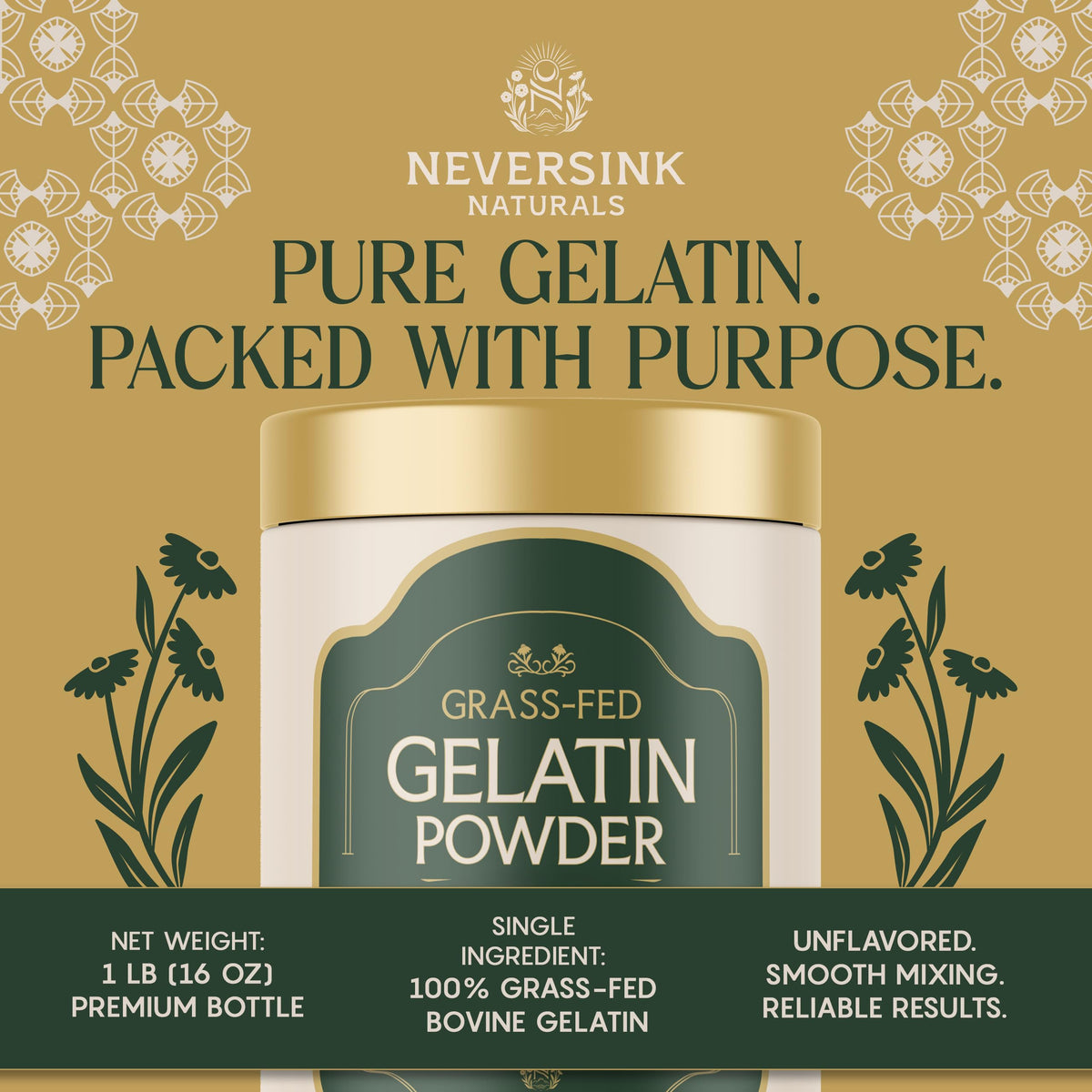 Neversink Naturals Grass Fed Gelatin Powder - Unflavored, 11g Protein, Keto & Paleo