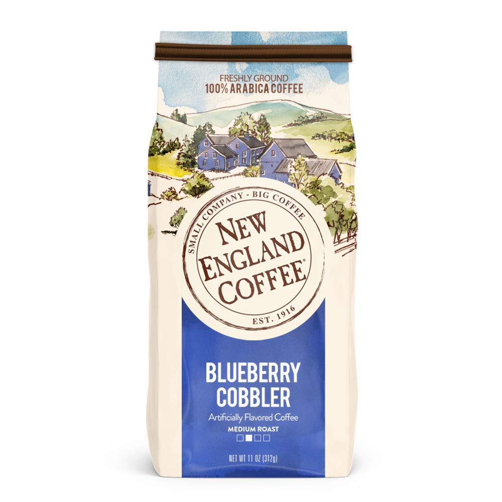New England Coffee Blueberry Cobbler Medium Roast Ground Coffee — 11oz Bag (Pack of 3)